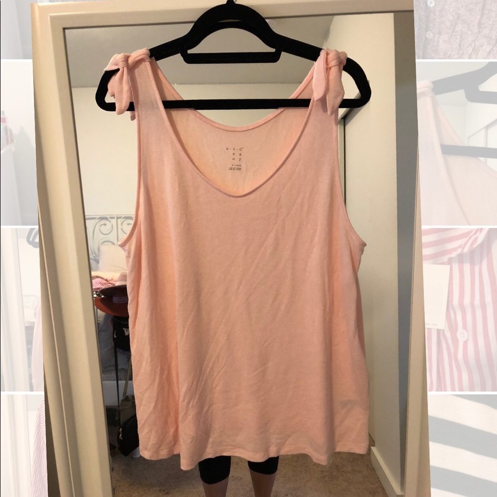 Pink Tie Shoulder Tank Top